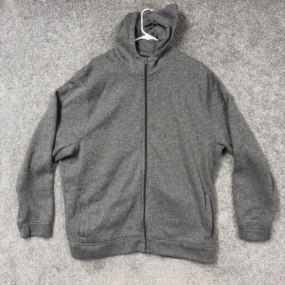 Old Navy Hoodie Mens 2XL Gray Fleece Full Zip Textured Soft Warm Winter Gorpcore